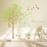 3D Wall Art Family Big Green Tree Birds