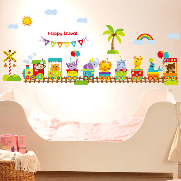 DIY Cartoon Cute Animal Train Wall Sticker