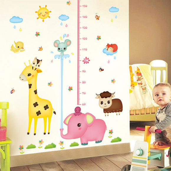 Cute Giraffe Animals Height Measure Wall stickers