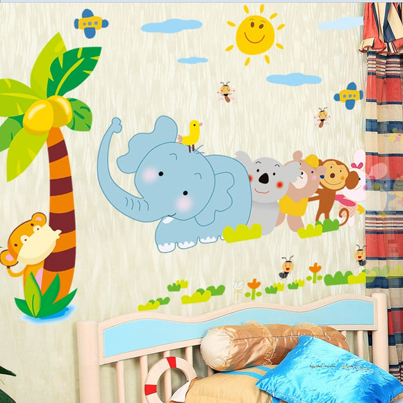 DIY Cartoon Animal Wall Sticker Tree Stickers