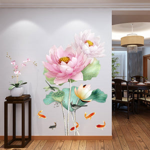 Chinese Style Lotus Flower 3D Wallpaper