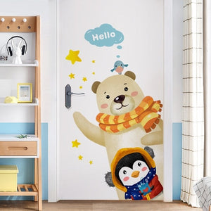 DIY Cartoon Animal Door Sticker Kids Room